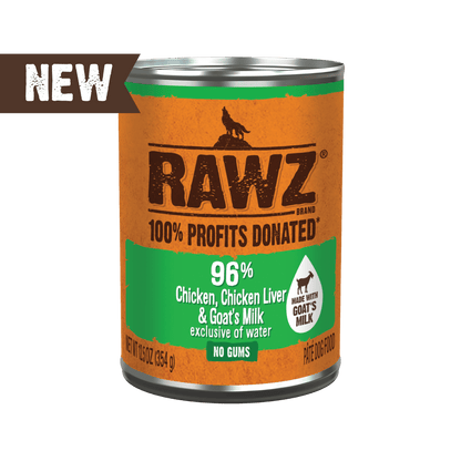 Rawz 96% chicken, chicken liver and goats milk 12.5 oz