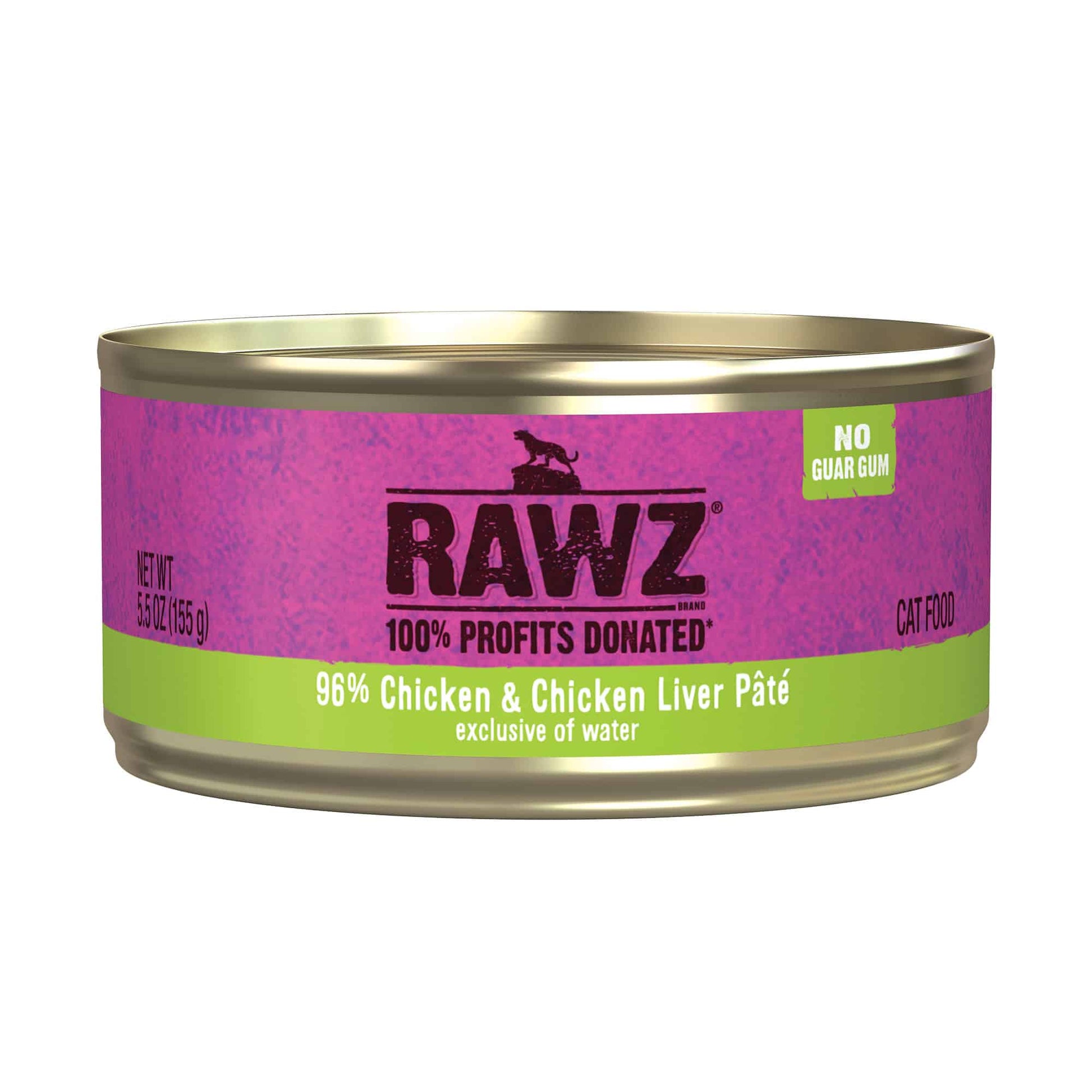 Rawz 96% chicken & chicken liver pate wet canned cat food 3oz