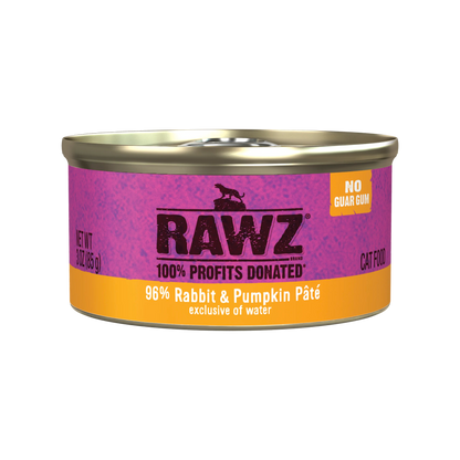 Rawz 96% rabbit and pumpkin pate canned cat food