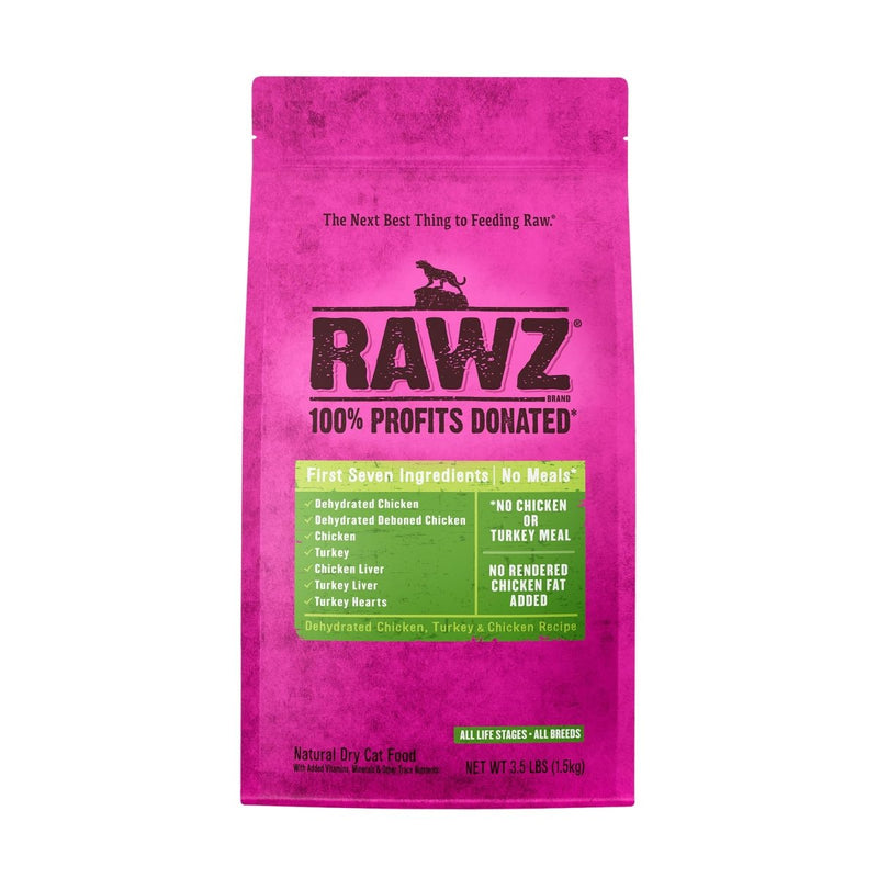 Rawz Dehydrated Chicken - Turkey & Chicken Recipe Natural Meal Free Dry Cat Food - 3.5lb