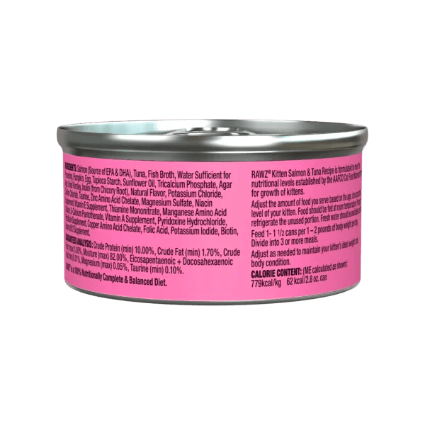 Rawz kitten salmon and tuna recipe canned kitten food 3oz