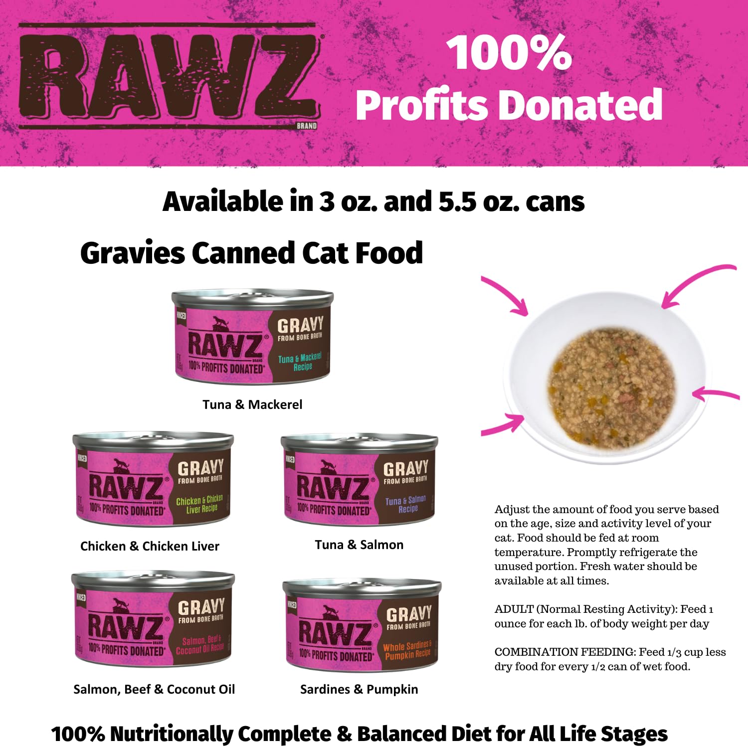 Rawz Natural Premium Minced Canned Cat Food In Gravy From Bone Broth - Made With Real Meat Ingredients No Bpa & Gums - (3 Ounce Cans) (Pack Of 18), Chicken & Chicken Liver