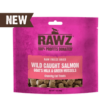 Rawz Raw Freeze Dried Venison Cat Treats - Wild Caught Salmon with Goats Milk and Green Mussels