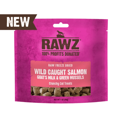 Rawz Raw Freeze Dried Venison Cat Treats - Wild Caught Salmon with Goats Milk and Green Mussels