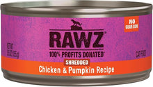 Rawz shredded chicken and pumpkin recipe 5.5 oz canned cat food