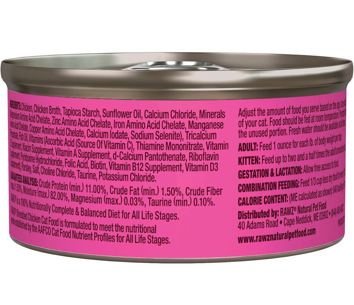 Rawz shredded chicken recipe 3oz canned cat food