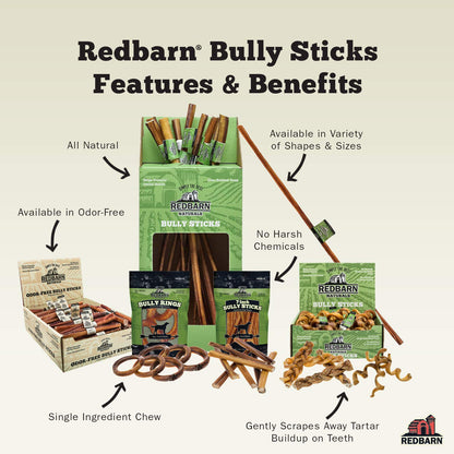 Redbarn 12" Bully Sticks for Dogs, Wrapped & Tagged Pet Chew Treat, Pack of 1