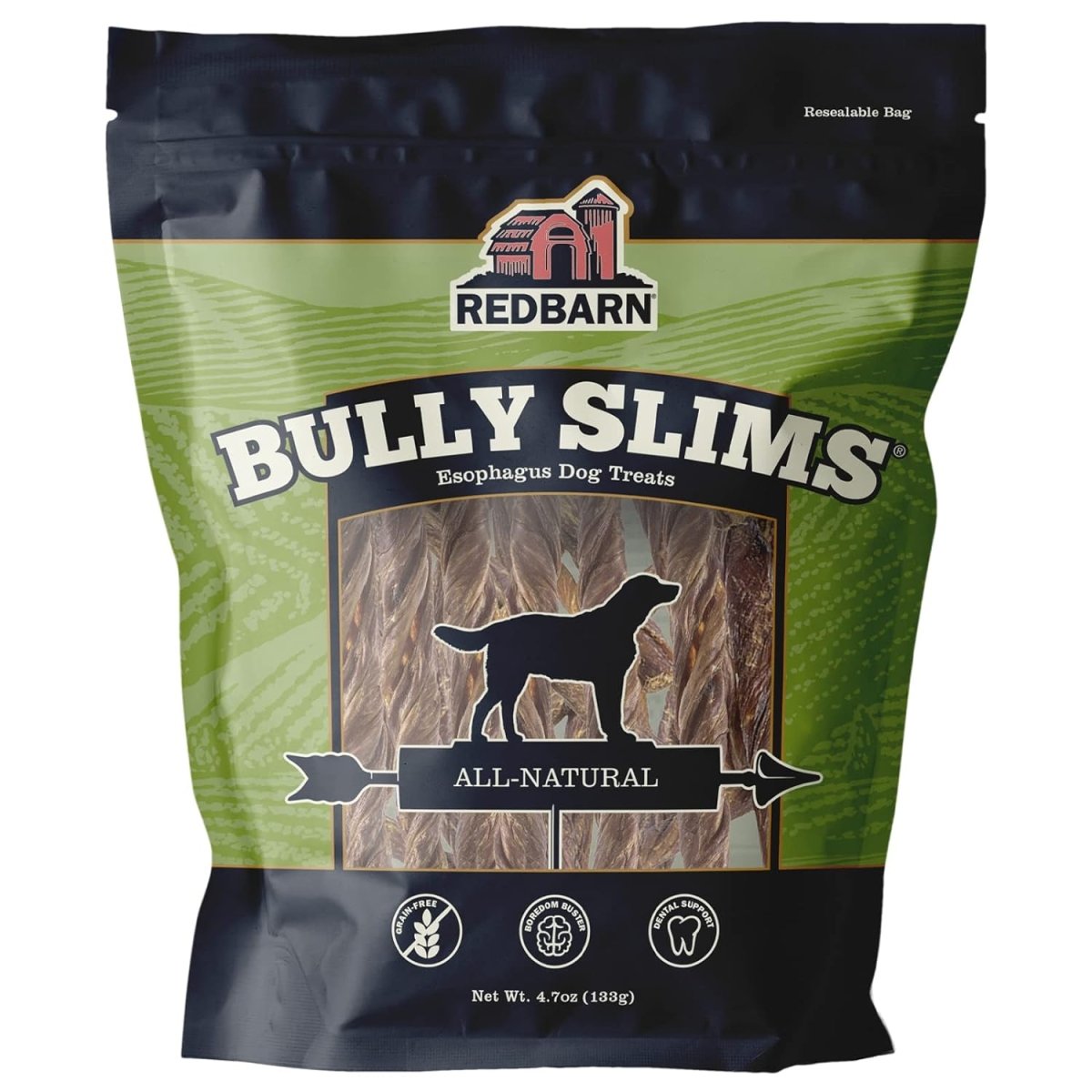 Redbarn All - Natural Bully Slims Esophagus Dog Treats - Premium Grain - Free - 4.7 oz Bag