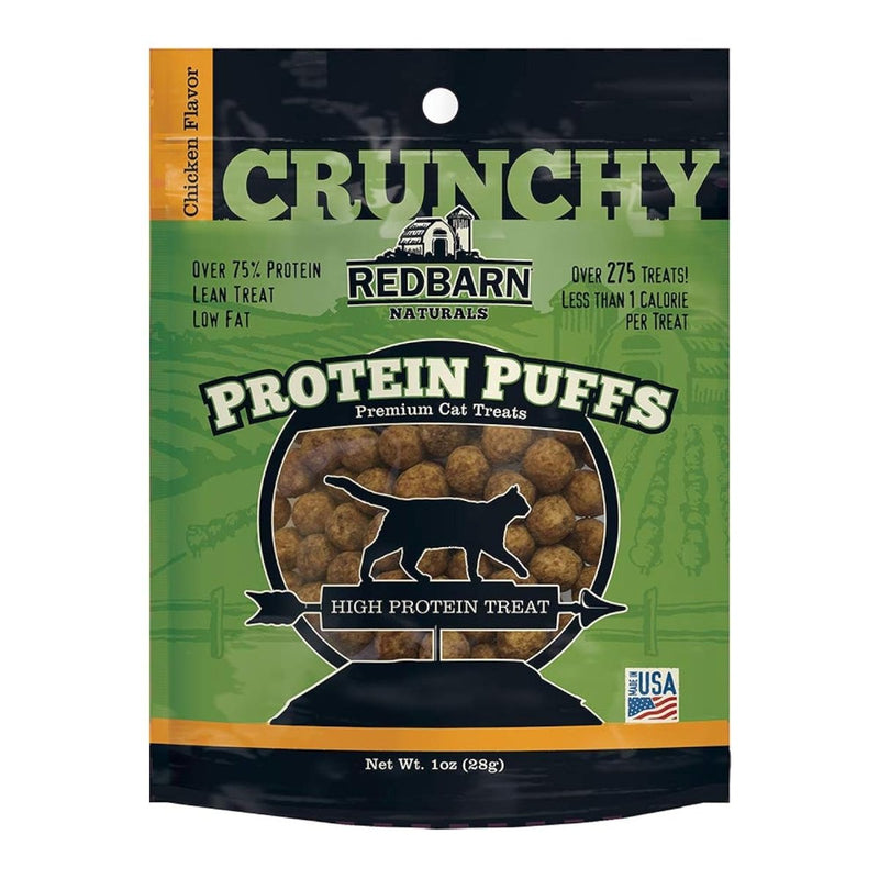 Redbarn All - Natural Protein Puffs Crunchy Treats for Cats and Kittens, Chicken Flavor - Premium Grain - Free High Protein Low Fat Snack - Made in USA with No Artificial Ingredients - 1 oz Bag