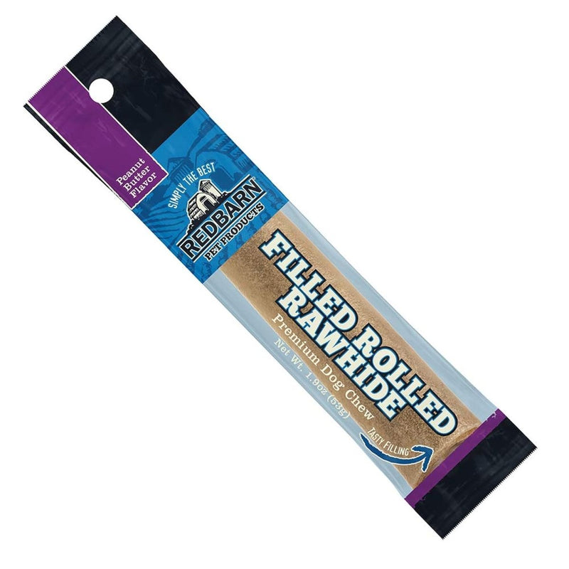 Redbarn Filled Rolled Rawhide - Peanut Butter Premium Dog Treats