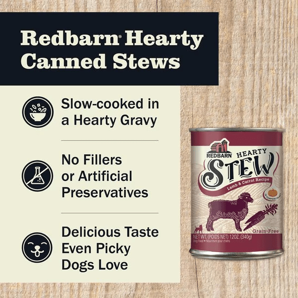 Redbarn hearty stew lamb and carrot recipe - 12 oz canned dog food