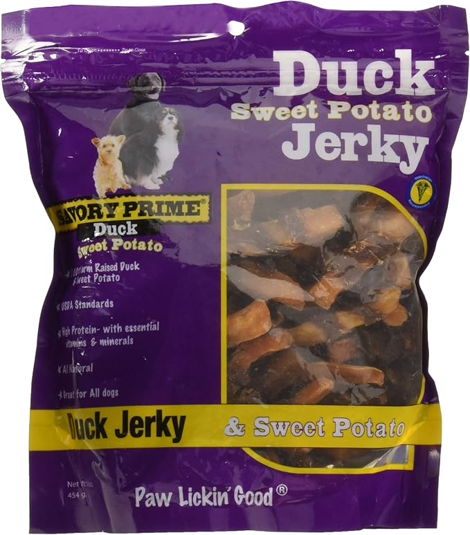 Savory prime sweet potato & duck jerky 16oz dog treats