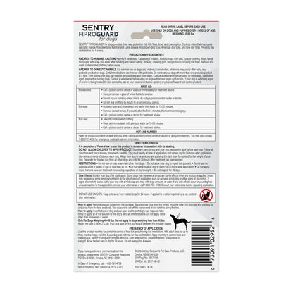 SENTRY Pet Care Fiproguard Flea and Tick Prevention for Dogs - 45 - 88 Pounds - 3 Month Supply of Topical Flea Treatments