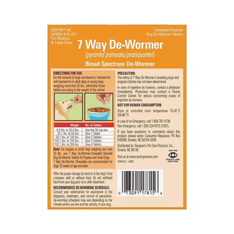 Sentry PET Care Worm X Plus 7 Way DeWormer Large Dogs May Vary