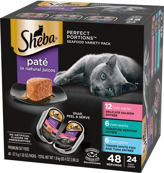 Sheba Pâté in natural juices perfect portion seafood variety twin pack