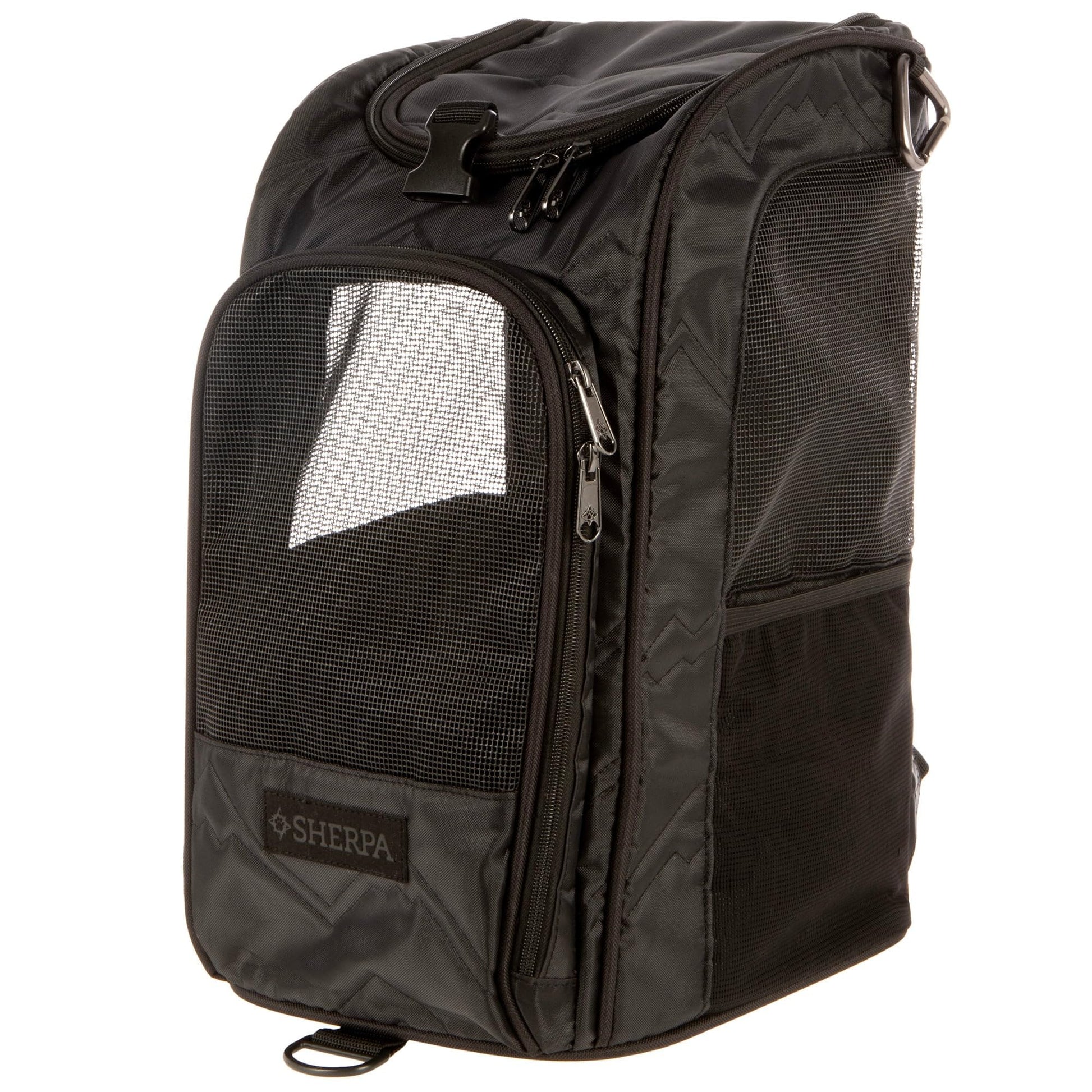 Sherpa Deluxe Guaranteed On Board Convertible Pet Carrier & Backpack, Black, Medium