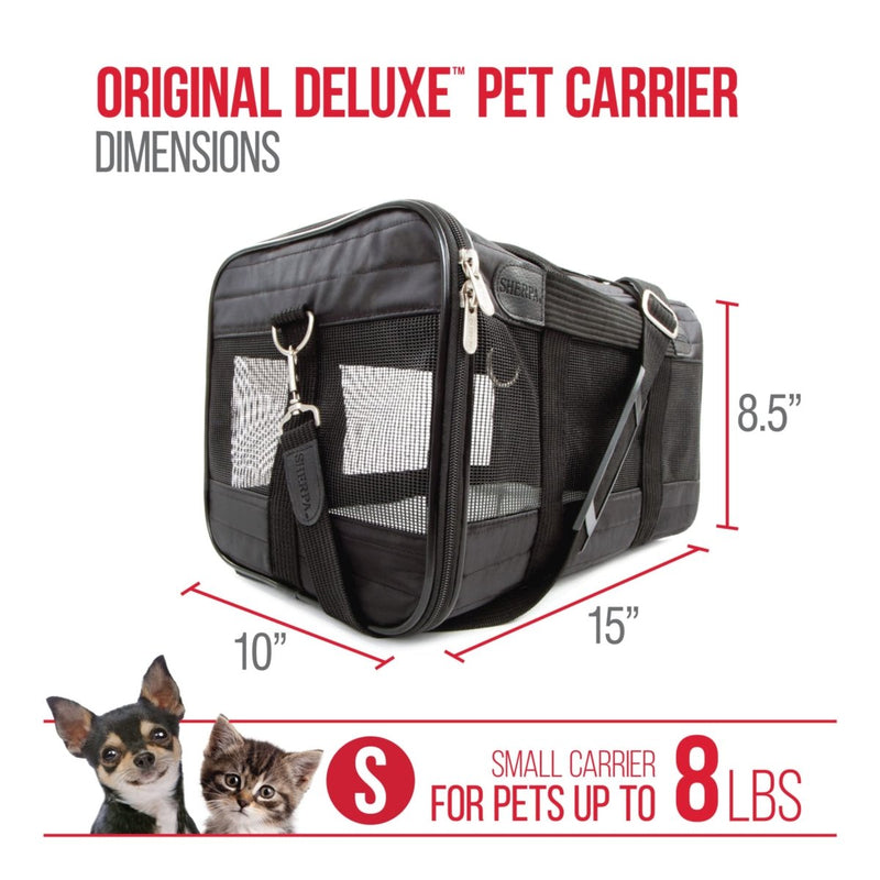 Sherpa Original Deluxe Travel Pet Carrier For Pets - Airline Approved & Guaranteed On Board - Small - Black