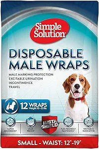 Simple solution disposable male wraps small 12 - 19” 10 - 25lbs dog diapers