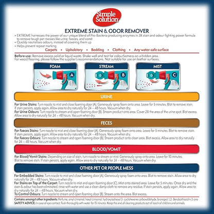 Simple solution extreme stain & odor remover 3x cleaning power 32oz pet cleaning spray