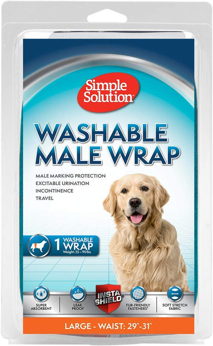 Simple Solution Washable Male Dog Diapers Absorbent Wraps - Reusable Dog Diaper - Whites & Tans - Large