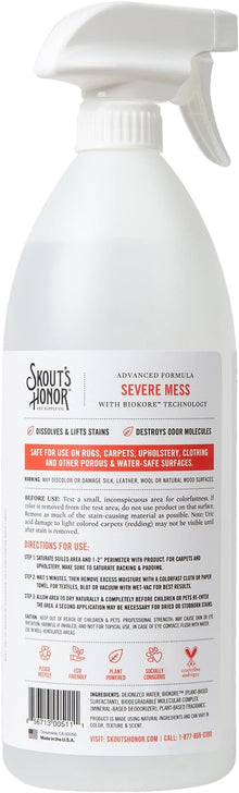 Skouts honor advanced formula severe mess stain & odor dog spray formula 35oz