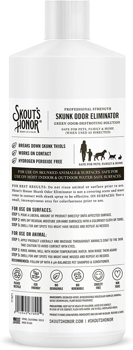 Skouts Honor Dog Skunk Odor Eliminator For Dogs - 32 oz