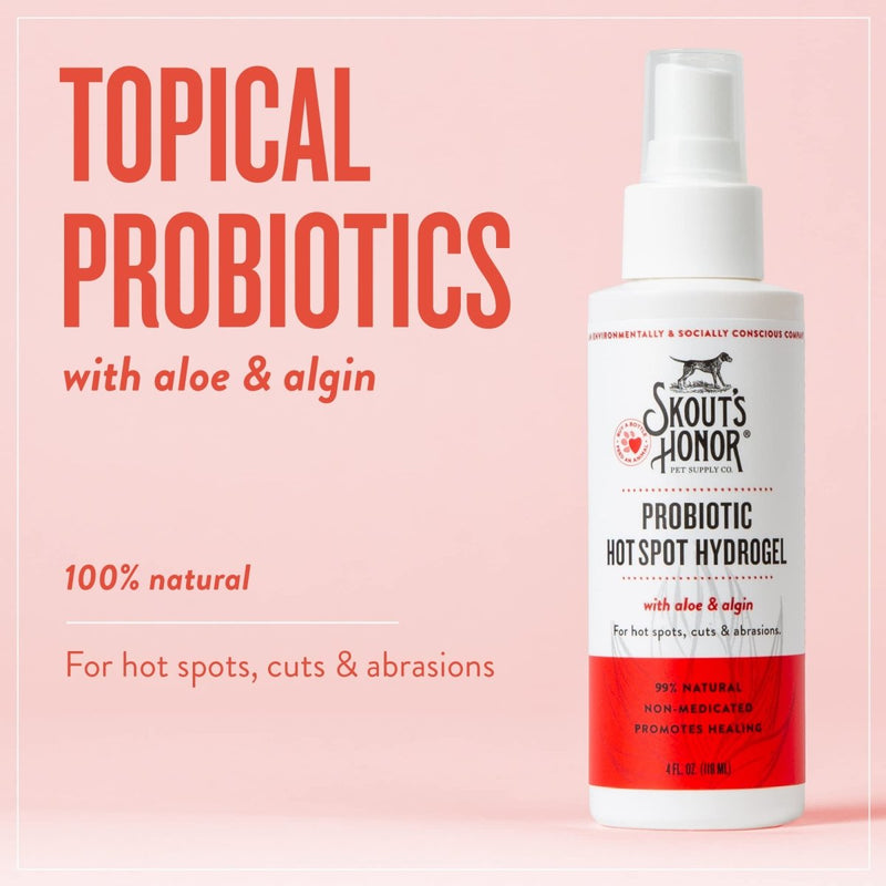 SKOUT'S HONOR Probiotic Hot Spot Hydrogel for Dogs & Cats - All Natural Topical Wound Care with Aloe and Algin - Promotes Healing of Hot Spots - Cuts - Abrasions and Burns - 4 fl oz