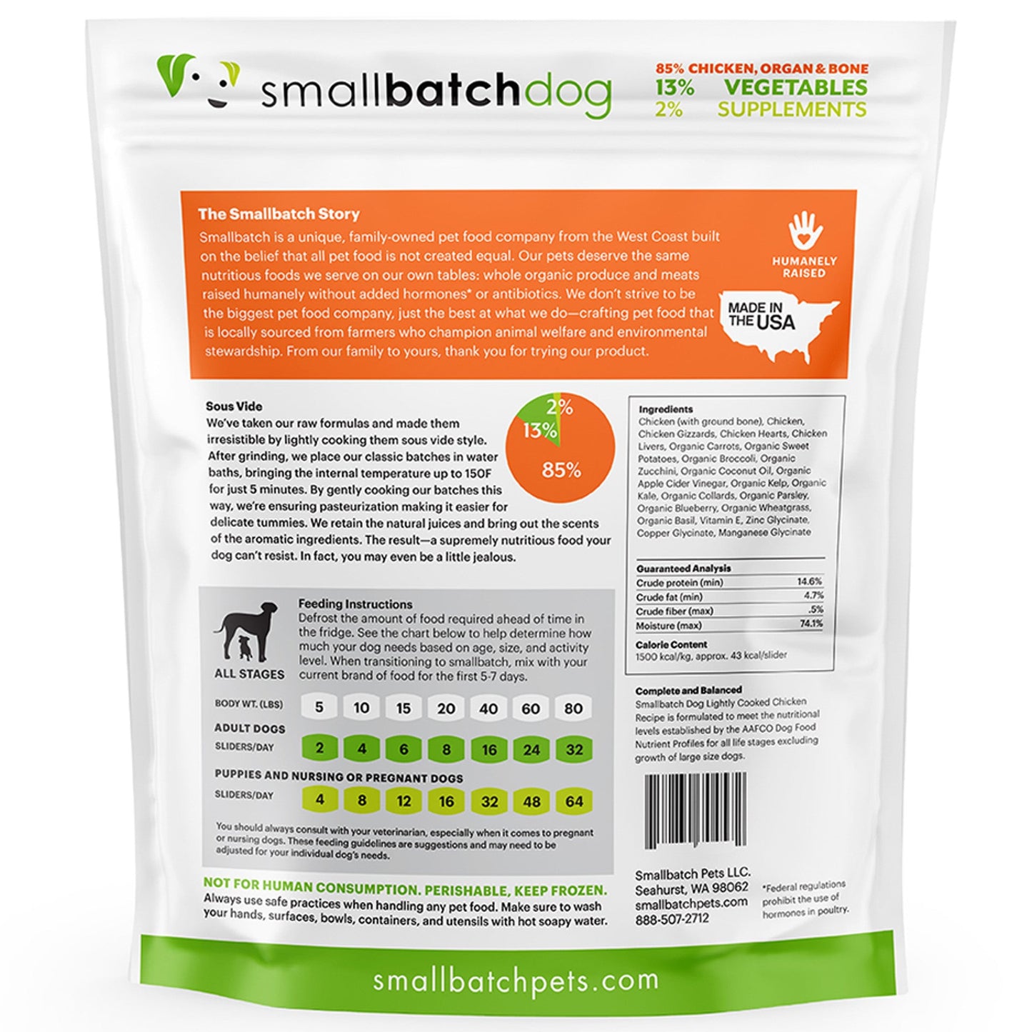 Small batch dog lightly cooked chicken recipe 2LB frozen dog sliders