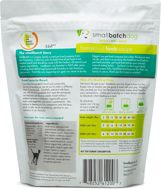 Smallbatch freeze dried lamb recipe Pattie’s 14oz