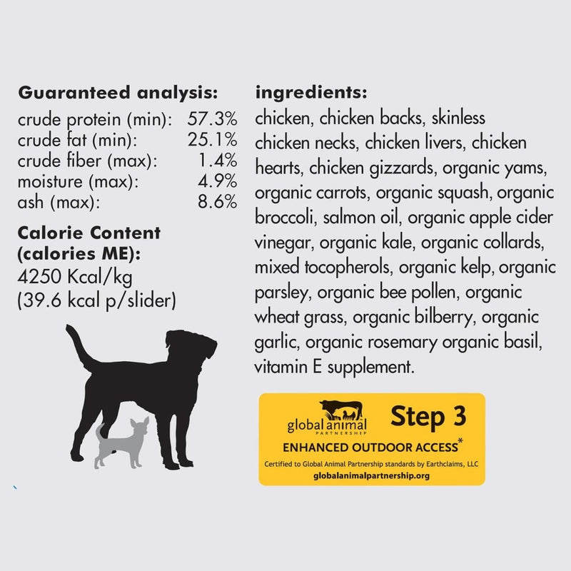 Smallbatch Pets Freeze - Dried Premium Raw Food Diet for Dogs, Chicken Recipe, 14 oz, Made in The USA, Organic Produce, Humanely Raised Meat, Hydrate and Serve Patties, Single Source Protein, Healthy