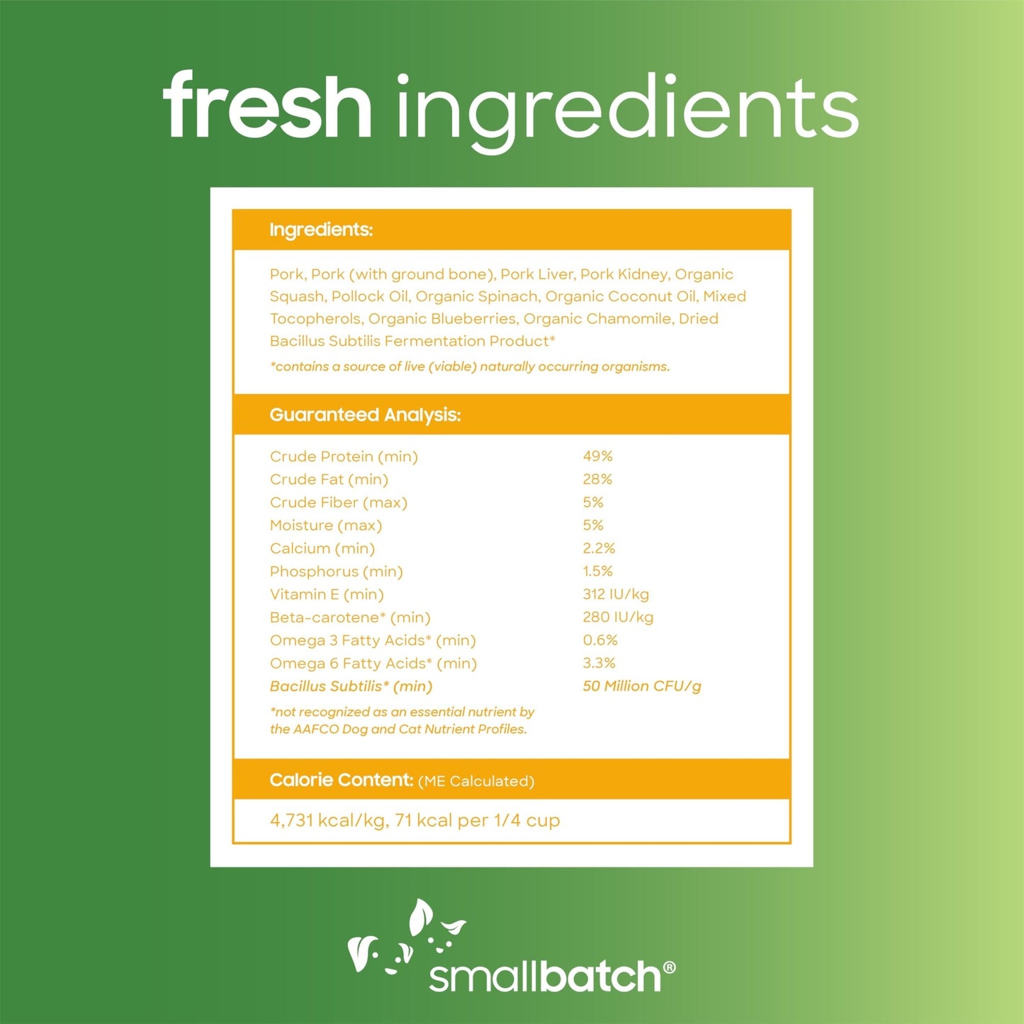 smallbatch Pets Freeze - Dried Super Booster Pork Bites for Dogs & Cats, 7 oz, Made in The USA, Humanely Raised Single Protein Source, Topper & Treat, with Organic Vegetables and Probiotics