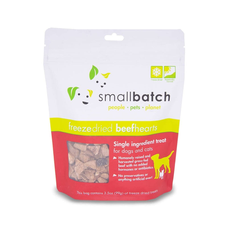 smallbatch Pets Premium Freeze - Dried Beef Heart Treats for Dogs and Cats, 3.5 oz, Made and Sourced in The USA, Single Ingredient, Humanely Raise Meat, No Preservatives or Anything Artificial Ever