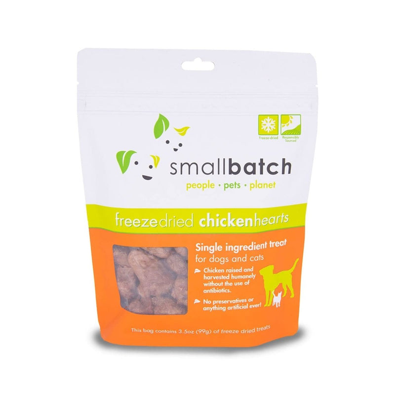 smallbatch Pets Premium Freeze - Dried Chicken Heart Treats for Dogs and Cats, 3.5 oz, Made and Sourced in The USA, Single Ingredient, Humanely Raise Meat, No Preservatives or Anything Artificial Ever