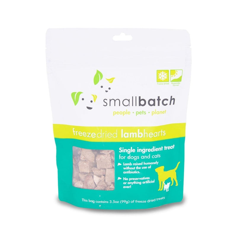 smallbatch Pets Premium Freeze - Dried Lamb Heart Treats for Dogs and Cats, 3.5 oz, Made and Sourced in The USA, Single Ingredient, Humanely Raise Meat, No Preservatives or Anything Artificial Ever