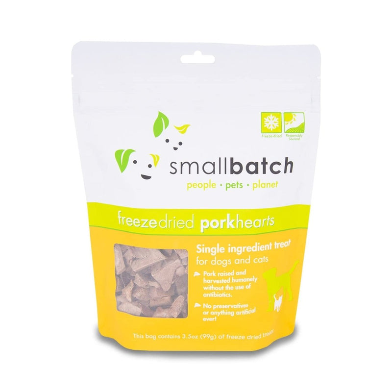 smallbatch Pets Premium Freeze - Dried Pork Heart Treats for Dogs and Cats, 3.5 oz, Made and Sourced in The USA, Single Ingredient, Humanely Raise Meat, No Preservatives or Anything Artificial Ever