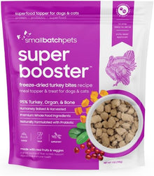 Smallbatchpets super booster Turkey freeze dried 95% Turkey, organ, bone 7oz dog cat treats