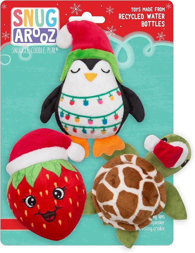 Snugarooz Christmas dog toy 3pk small plush merry Christmas plush dog toy