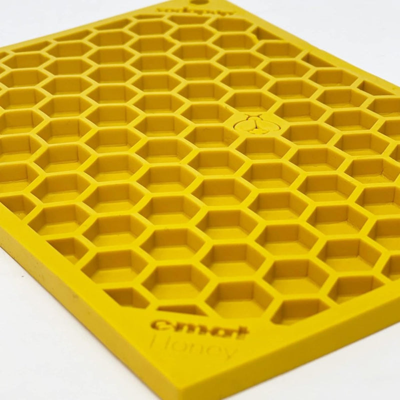 SodaPup Honeycomb eMat – Durable Lick Mat Feeder Made in USA Food Safe Rubber for Mental Stimulation - Avoiding Overfeeding - Fresh Breath - Digestive Health - Calming