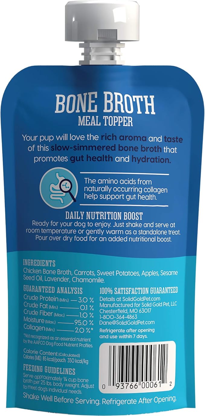 Solid Gold Bone Broth Meal Topper - Chicken Bone Broth with Lavendar and Chamomille