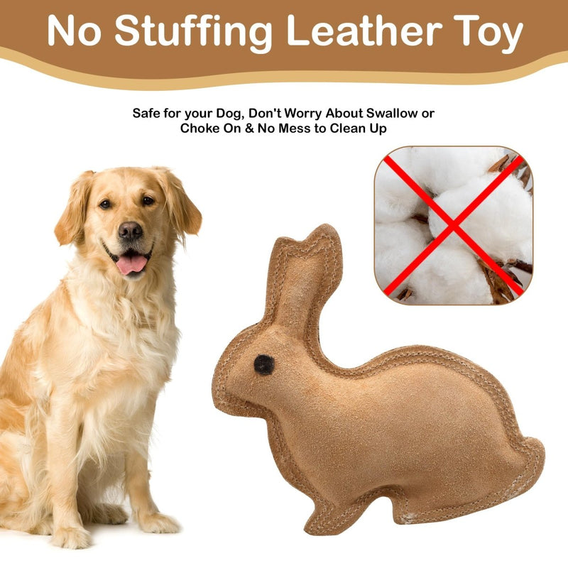 SPOT By Ethical Products Dura - Fused Leather Interactive Durable Dog Squeak Toy for Large and Small Dogs - Small - Rabbi