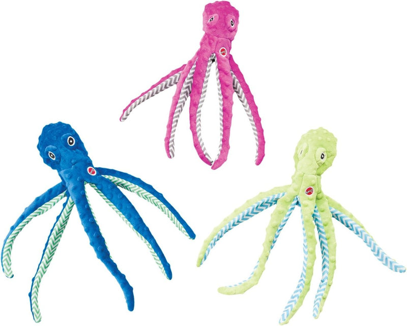 SPOT by Ethical Products Skinneeez Extreme Stuffless Dog Toy with Squeaker | Extra Strong Plush Tug of War Octopus Squeak Toy for Small and Large Dog Breeds | 16", 1 - Pack