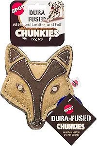 Spot dura fused leather chunkies dog toy fox head layered leather