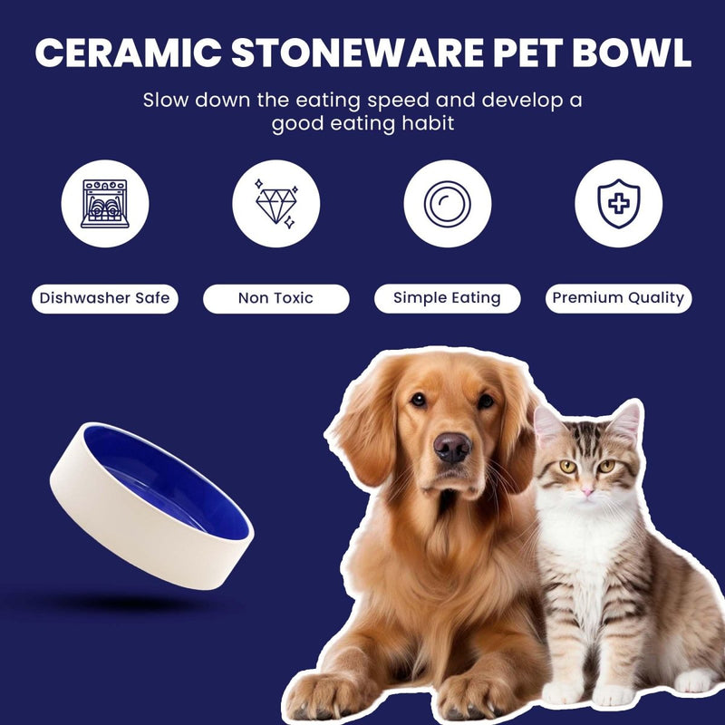 SPOT Ethical Ceramic Stoneware Pet Bowl for Cats and Small Dogs - Classic Heavy Duty Non Slip Ceramic Cat Dish Dog Bowls for Food and Water - 7.5" - Large