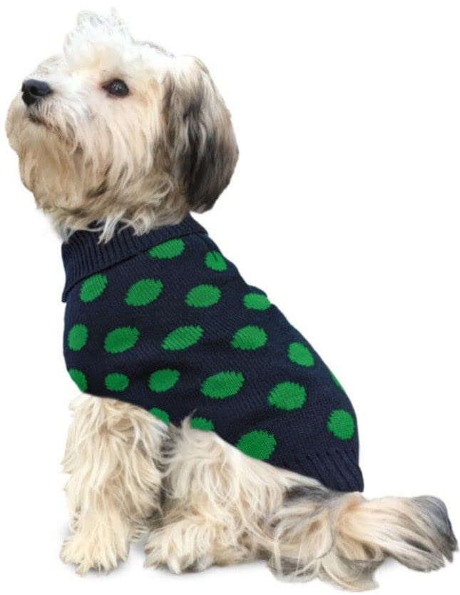 Fashion Pet Contrast Dot Dog Sweater Green (X-Large)