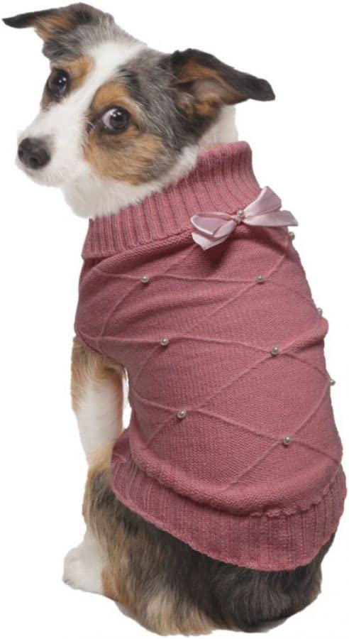 Spot Ethical Pet Fashion Pet Sweater Flirty Pearls - Pink - Extra Small Dog Sweater