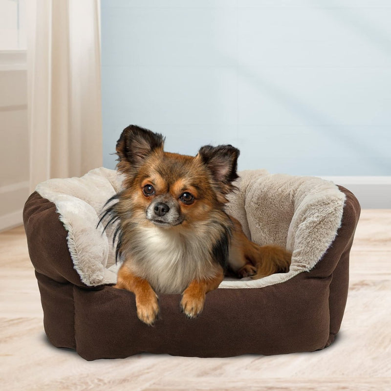 SPOT Ethical Pets Sleep Zone Small Dog Bed Washable - Reversible Cushion Pet Bed for Cats and Small Sized Dogs - Comfortable - Chocolate - 18x16 inches