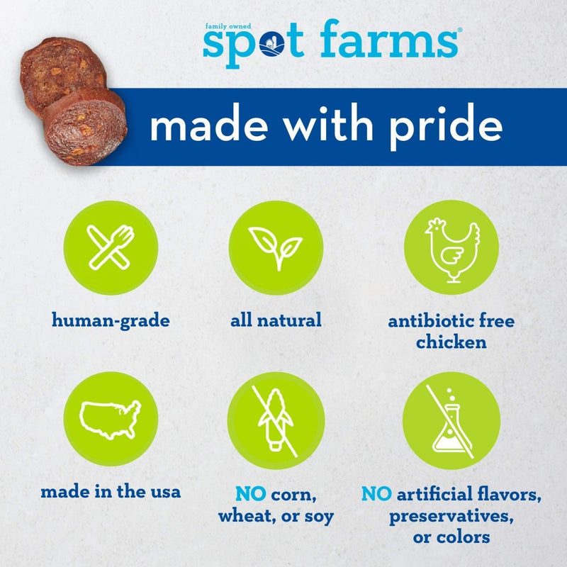 Spot Farms Chicken Apple Sausage Healthy All Natural Dog Treats Human Grade Made in USA 12.5 oz