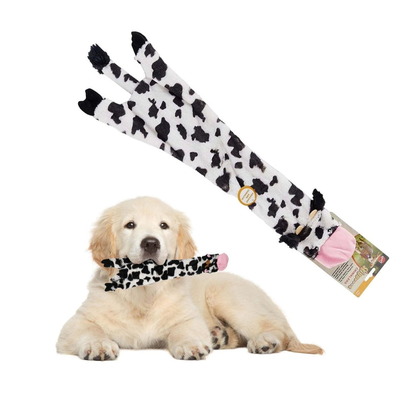 SPOT Skinneeez Crinklers | Stuffless Dog Toys with Squeaker For Small Dogs | Crinkle Toy For Small Puppies | 14" | Cow Design | By Ethical Pet