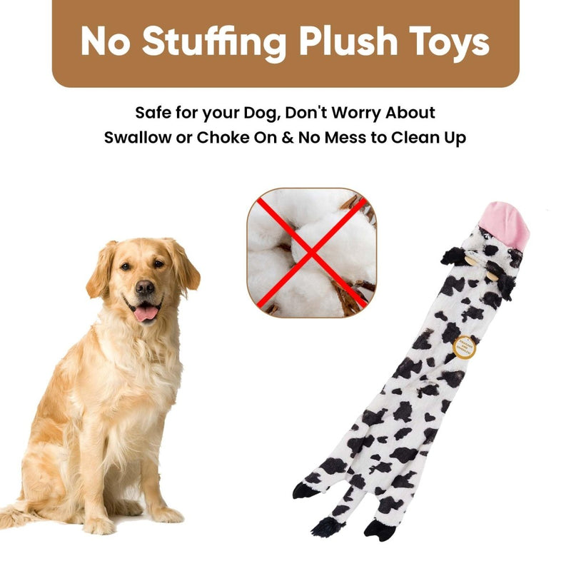 SPOT Skinneeez Crinklers | Stuffless Dog Toys with Squeaker For Small Dogs | Crinkle Toy For Small Puppies | 14" | Cow Design | By Ethical Pet