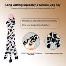 SPOT Skinneeez Crinklers | Stuffless Dog Toys with Squeaker For Small Dogs | Crinkle Toy For Small Puppies | 14" | Cow Design | By Ethical Pet